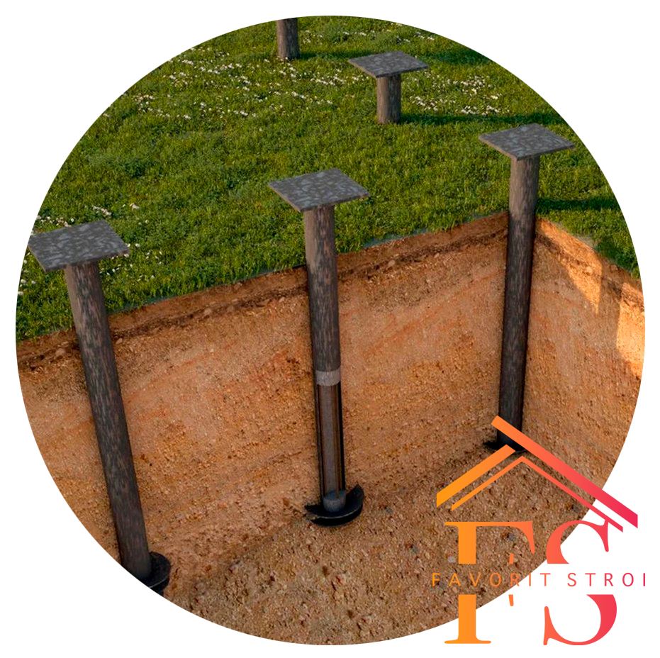 Закрутка свайно винтового фундамента в Талдоме.