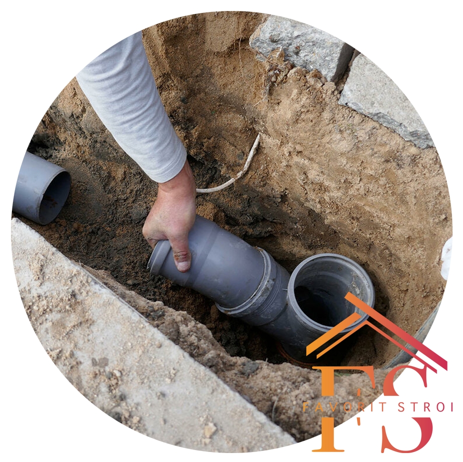 Процесс установки канализации в Талдоме.
